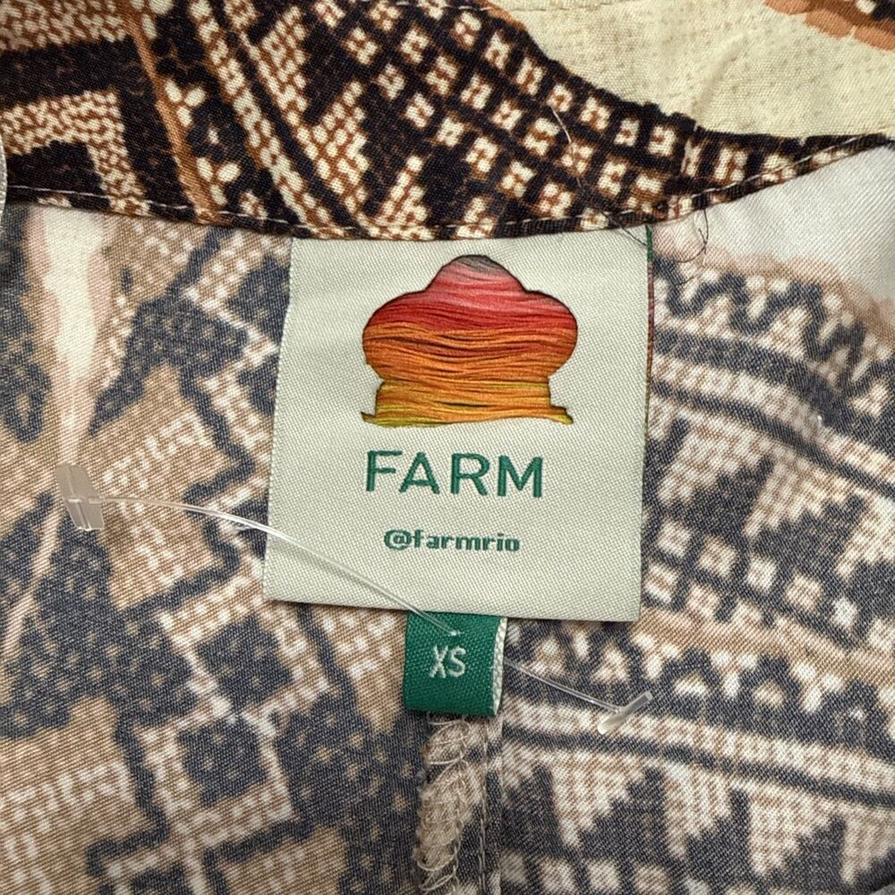 Farm Rio XS Pants Sand Yawanawa Banana Flare Bell Bottom Tropical NW0T - Picture 5 of 10